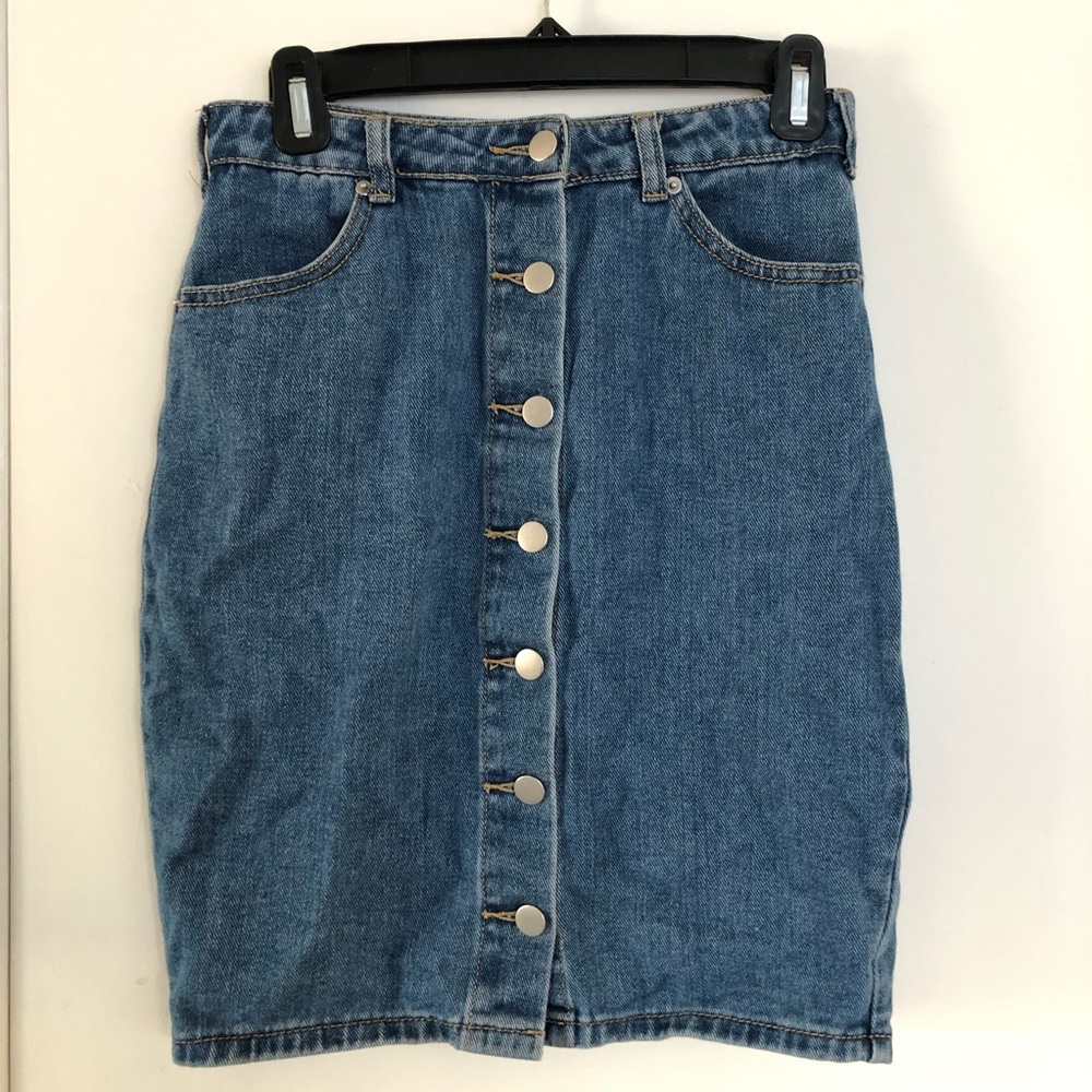 High waisted Button down jean skirt